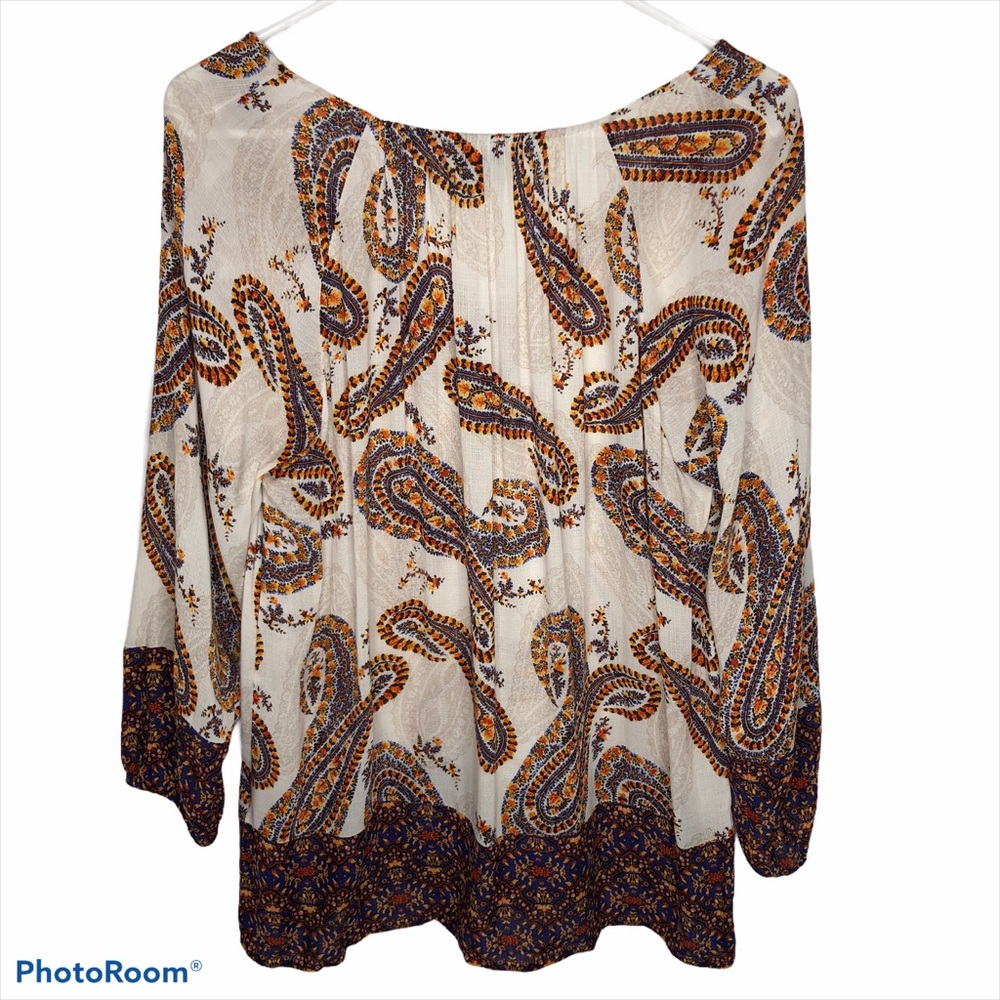 Lucky Brand Large Boho Paisley Peasant Blouse - Picture 7 of 9